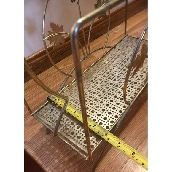 Magazine Rack With Maple Leaf Design Vintage Sturdy 15" MCM Elegant Timeless - Picture 8 of 12